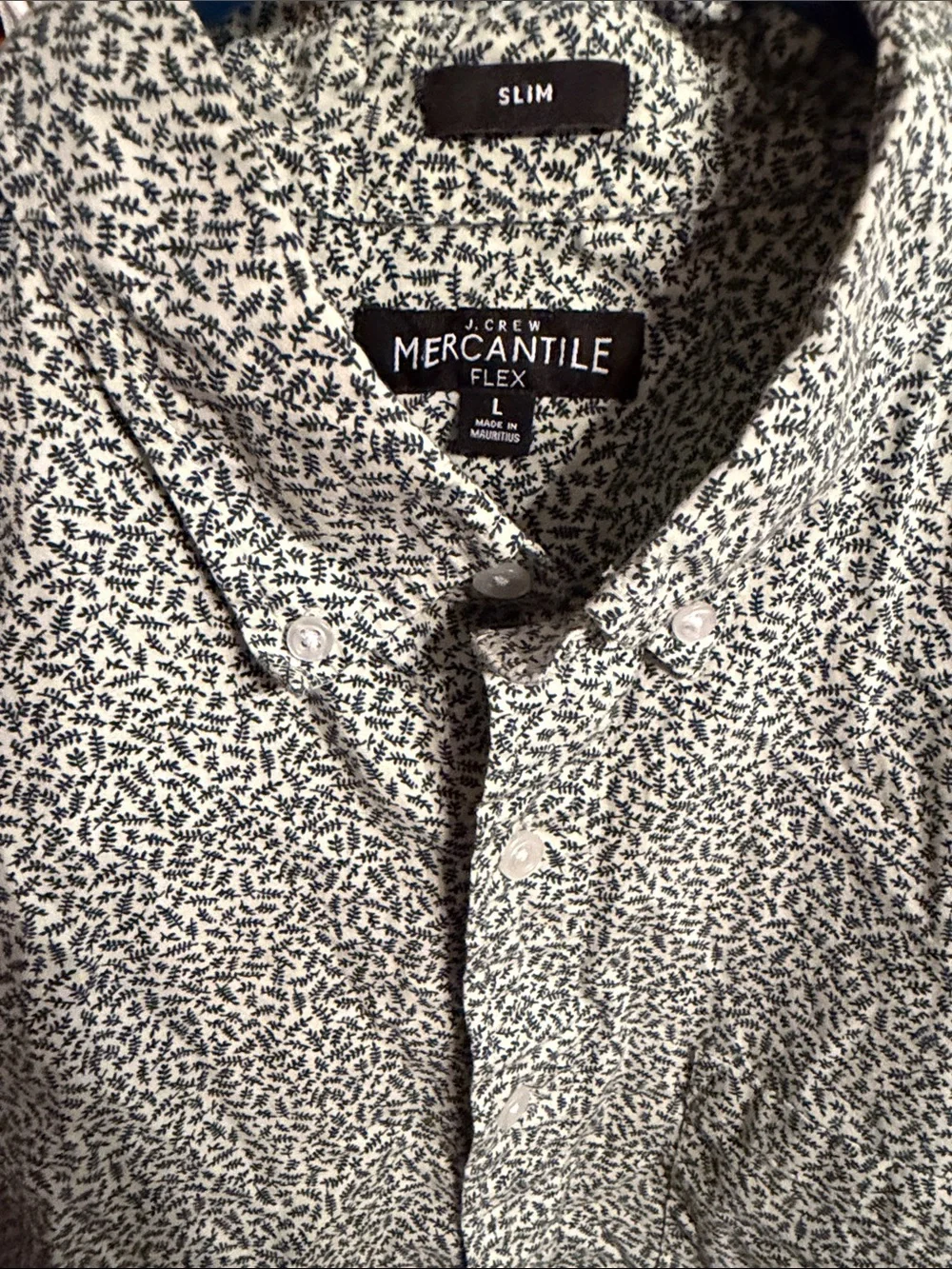 Slim Floral-Print Button-Down Shirt - White/Navy